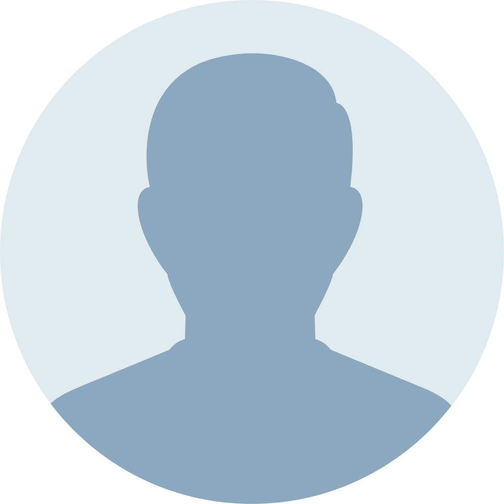 Grey and light blue silhouette of a person within a circular background, used as a placeholder or generic profile image.