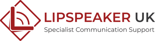 Lipspeaker UK logo with red diamond icon and stylised L, alongside the text Lipspeaker UK and the tagline Specialist Communication Support